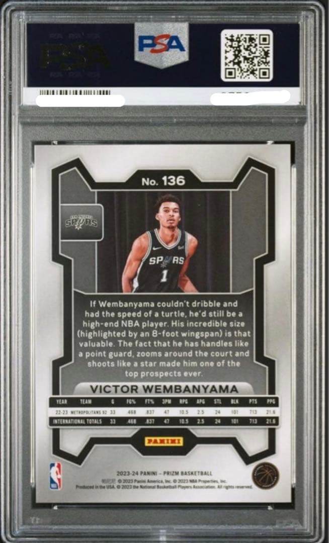 2023-24 Panini Prizm Victor Wembanyama Rookie Card RC #136 San Antonio Spurs